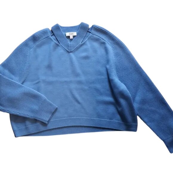 COS Blue V-Neck Sweater - Picture 6 of 6